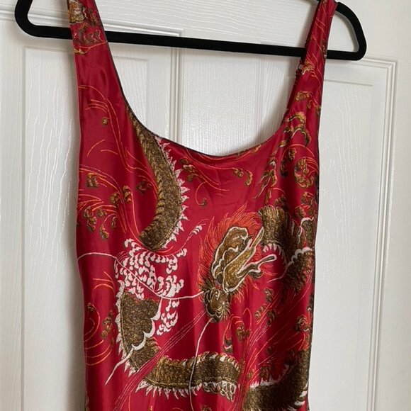 sultry red dragon print natori slip dress - Picture 2 of 9